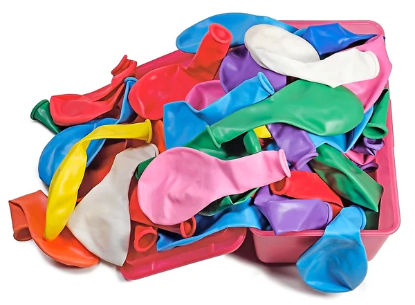 Warna-warni sekelompok balon dalam kotak — Stok Foto