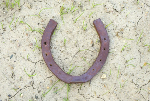 Horseshoe on earth — Stock Photo, Image