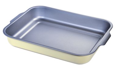 Beyaz izole metal fırın tepsisi