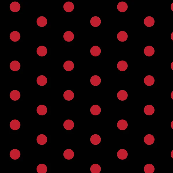 Червона Крапка Поляка Чорному Тлі Безшовний Векторний Візерунок Багатоцільового Використання — стоковий вектор