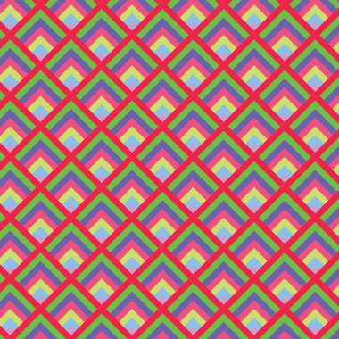 Kırmızı, yeşil, mavi, pembe açılı kare dikdörtgen elmas desenli fayanslar, giysiler, duvar kağıtları, kitap kapaklarına baskı