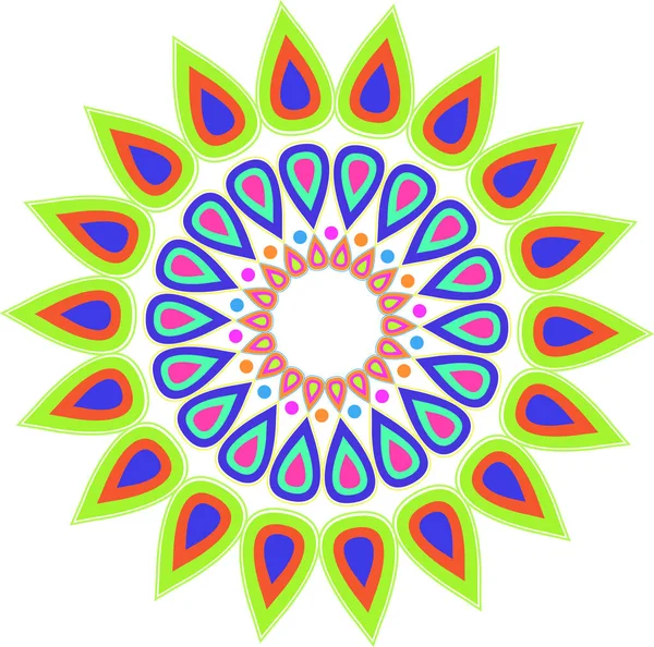 Colorful Mandala Blue Green Orange Teal Pink Color — Stock Vector