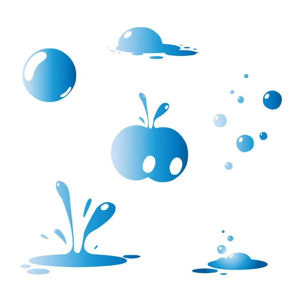 Набір Крапель Блакитної Води Колекція Плоских Водяних Бризок Крапель Ікони — стоковий вектор