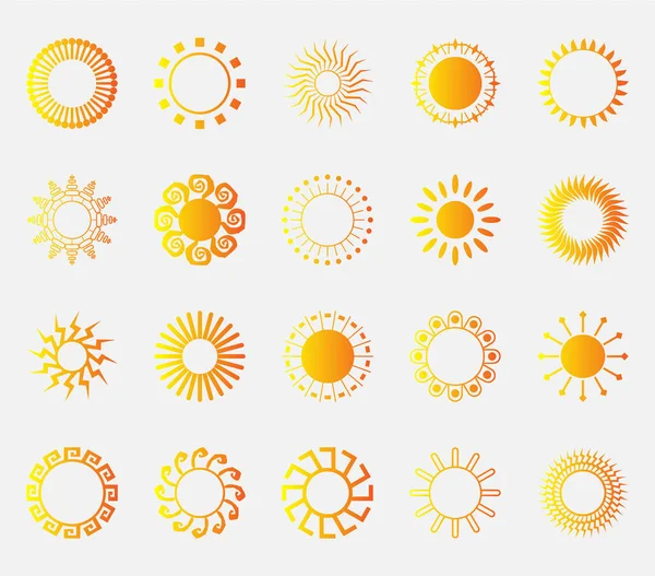 Солнечный Набор Желтых Значков — стоковый вектор