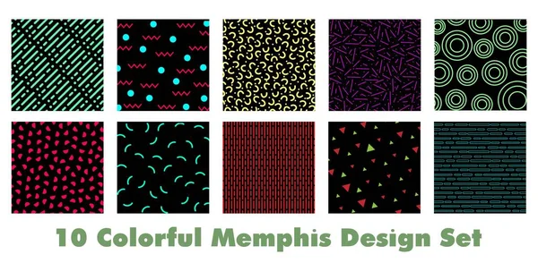 Set Design Memphis Coloré Rétro Géométrique Pour Mode Papier Peint — Image vectorielle