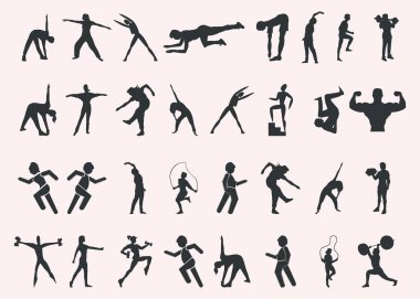 Grafik tasarım elementleri olarak Fitness egzersiz silueti