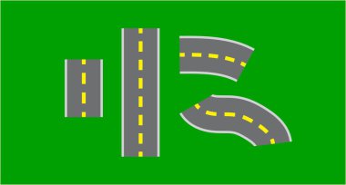 Yeşil arkaplan üzerinde sarı orta şeritli yol sunum için