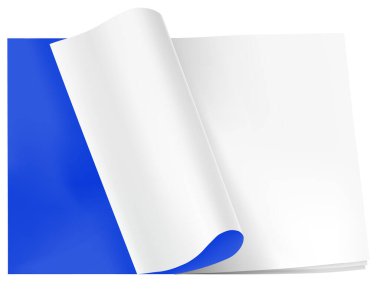  Mavi kağıt kıvrılıyor. Gölgeli kıvrımlı sayfa. Renkli parlak folyo. Reklam ve tanıtım için tasarım ögesi.