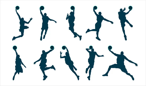 Silhouette Footballeur Football Dans Différentes Poses — Image vectorielle
