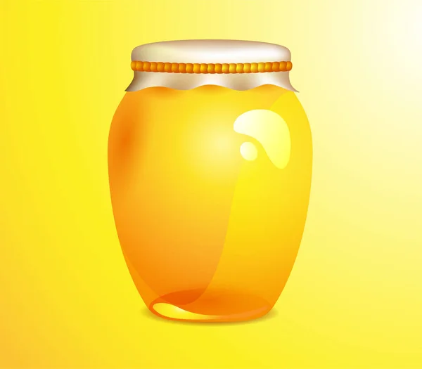 Honig Glas Auf Gelbem Gradienten Hintergrund Für Unternehmen Landwirtschaft Förderung — Stockvektor