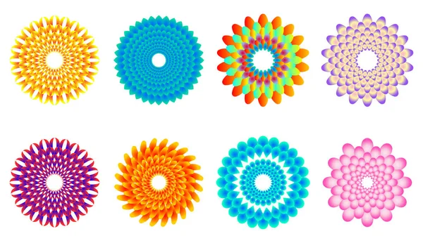 Icônes Abstraites Formes Rondes Colorées Pour Emballage Impression Vêtements — Image vectorielle