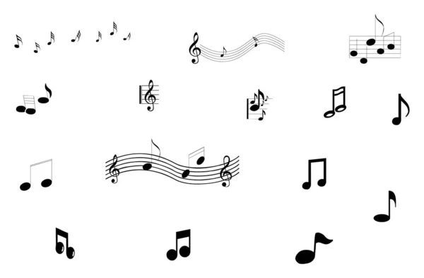 Muzieknoten Pictogram Zwarte Kleur Muzieknoten Witte Achtergrond — Stockvector