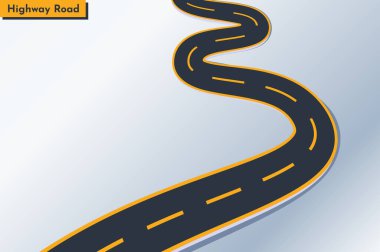 Otoyol koyu gri ve sarı renkli. Vektör illüstrasyonu