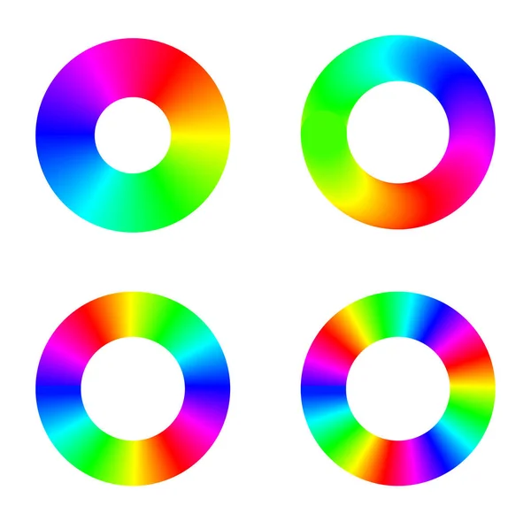 Espectro Arco Iris Conjunto Anillos Conjunto Iconos Vector — Vector de stock