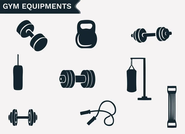 Gym Equipment Vector Icon Set White Background Set Vector Icons — 图库矢量图片