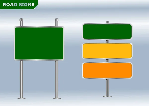 Желто Зеленый Дорожный Знак Наборы Векторных Значков Дорожных Знаков — стоковый вектор