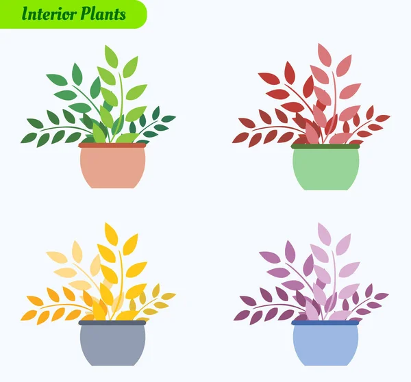 Растения Плоскими Векторными Иконками Набор Икон — стоковый вектор