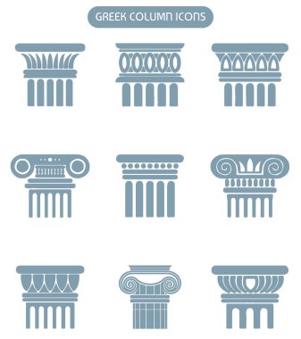 Yunan sütun vektör simgesi belirlendi