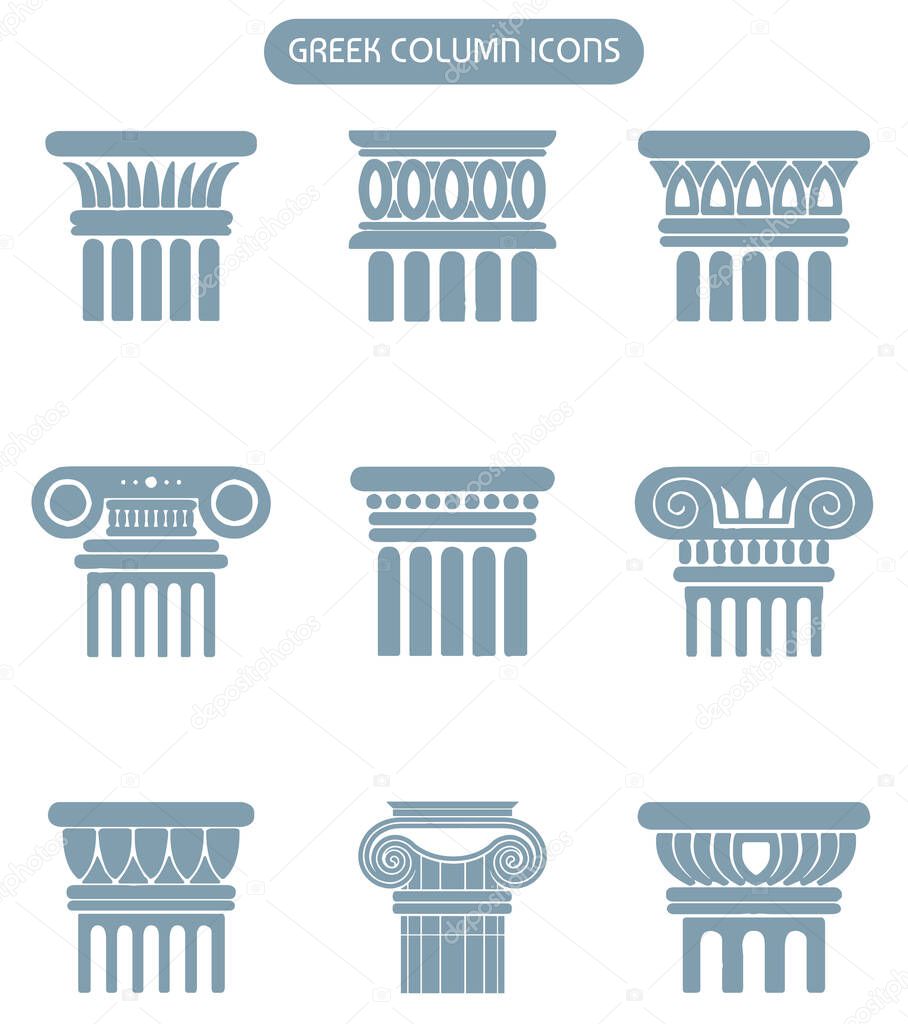 Greek column vector icon set