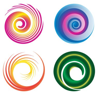 Soyut renkli spiral tasarım vektör ögesi seti