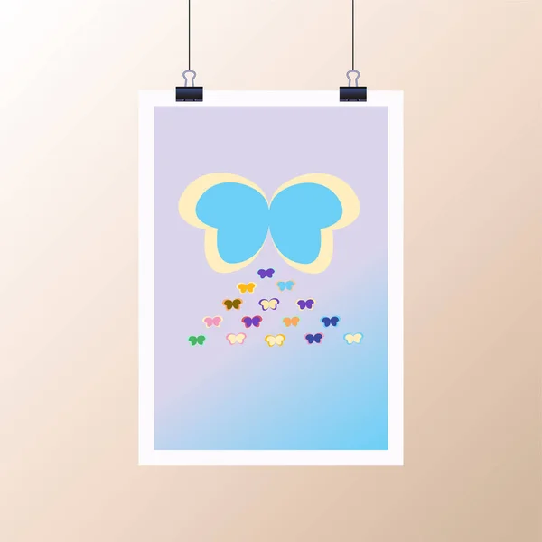 Κορνίζα Πολύχρωμες Πεταλούδες Εικονογράφηση Διανύσματος — Διανυσματικό Αρχείο