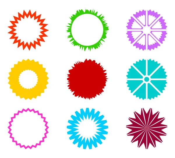 Géométrique Divers Cercles Autocollant Badge Formes Vectoriel Élément Ensemble — Image vectorielle