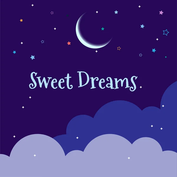Süße Träume Mit Mondsternen Und Wolken Vektorillustration — Stockvektor