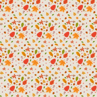 Renkli Düşen Yapraklar, Palamutlar ve Mevsimlik Yapraklarla Sonbahar Şablonu