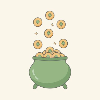 Aziz Patrick Günü için Shamrocks 'lu Yeşil Altın Paralar