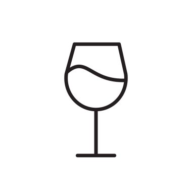 Beyaz arkaplanda izole edilmiş basit doğrusal siyah şarap ikonu