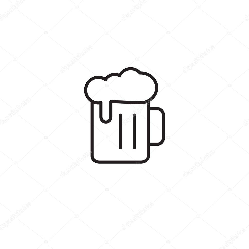 vector simple linear black beer glass icon isolated on white background