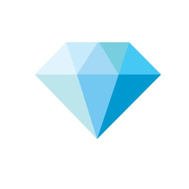 vektör komik çizgi film mavi elmas simgesi beyaz arkaplanda izole