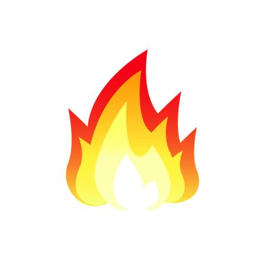 Beyaz arkaplanda izole edilmiş alev ateşinin vektör rengi
