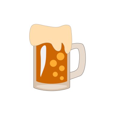 Beyaz arkaplanda köpük izole edilmiş bir bardak biranın vektör görüntüsü