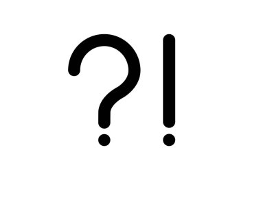 Basit doğrusal siyah vektör soru işareti ve ünlem işareti beyaz arkaplanda izole 