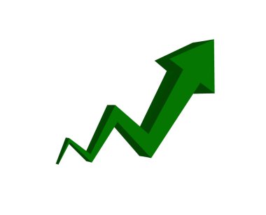 Büyüyen grafiklerin beyaz arkaplanda yeşile dönen vektör hacim görüntüsü