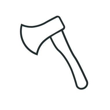 Basit doğrusal vektör resmi soyut logo simgesi baltası yapılandırma aracı beyaz arkaplanda izole edilmiş siyah