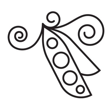 vektör basit ince çizgi çizimi soyut logo simgesi dizgileri bezelye çekirdekleri beyaz arkaplan üzerinde izole siyah