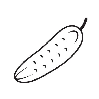 Basit doğrusal görüntü vektör grafikleri soyut logo simgesi salatalık kabağı beyaz arkaplanda izole edilmiş siyah balkabağı