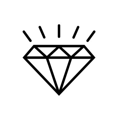 vektör sembolü elmas, mücevher simgesi beyaz üzerine siyah