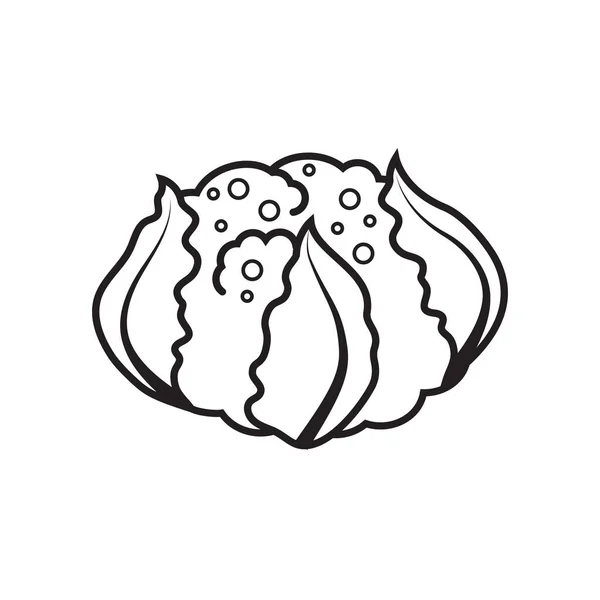 ベクトル図カリフラワー野菜アイコン黒白の背景に隔離された — ストック写真