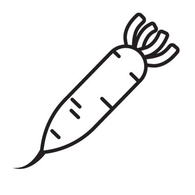 Basit doğrusal vektör resmi soyut logo simgesi turpu beyaz arkaplanda izole edilmiş siyah