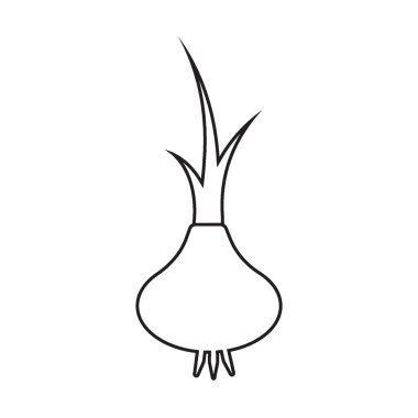 vektör basit ince çizgi çizerek soyut logo simgesi soğan filizi beyaz arkaplan üzerinde izole siyah