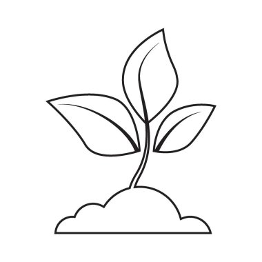 vektör basit ince çizgi çizimi soyut logo ağaç filizi broşürü beyaz arkaplanda izole edilmiş siyah broşür