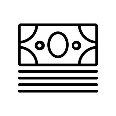 Para banknotlarının sembolik vektör çizimi beyaz üzerine siyah simge