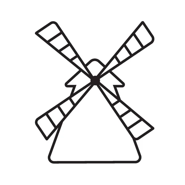 Wektor Prosty Cienka Linia Rysunek Abstrakcyjny Logo Ikona Młyn Odizolowany — Wektor stockowy