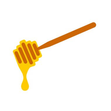 Beyaz arkaplanda izole edilmiş arı kovanı şeklinde bal kaşığının vektör görüntüsü