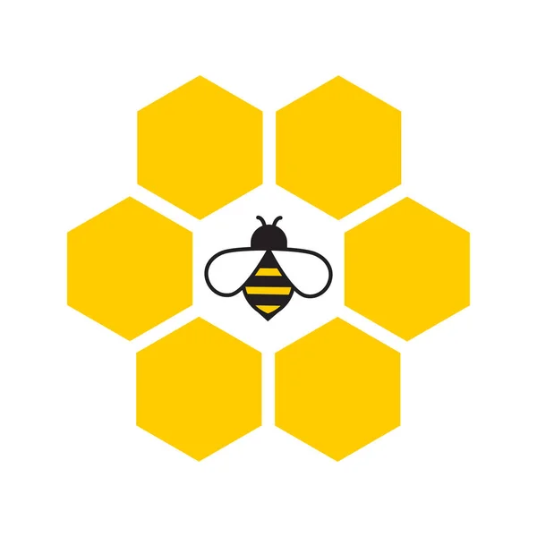 Wektorowy Obraz Pszczoły Plastrze Miodu Odizolowany Białym Tle — Zdjęcie stockowe