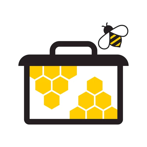Vektorový Obraz Včelí Farmy Voštinové Kazety Včely Sbírání Nektar Barevné — Stock fotografie