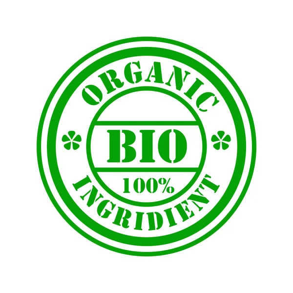 Etiqueta Redonda Sello Signo Orgánico Bio Ingrediente 100 Aislado Sobre —  Fotos de Stock